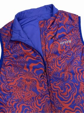 Janji Jacket Mens Small Blue Red Thermalrunner Reversible Running Vest Insulated